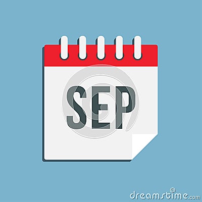 Vector icon day calendar, autumn month September Vector Illustration