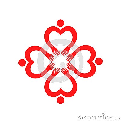 Vector icon for the day of hugs. Flower. Metaphor of love and harmony. Vector Illustration