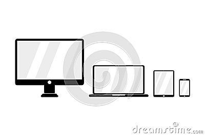 Vector icon for devices. Set for devices. Empty screens. Desktop. Mobile. Laptop. Tablet. Flat design. EPS 10 Stock Photo