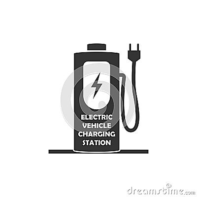 Vector icon for electric vehicle charging station. Electric car recharge icon. Vector Illustration