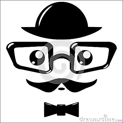 Vector icon, eyeglasses and mustaches Vector Illustration