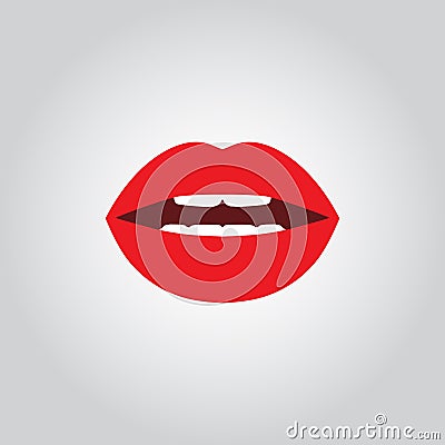 Vector icon of female open lips Vector Illustration