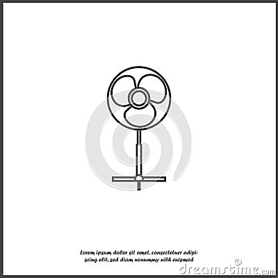 Vector icon of a floor fan on white isolated background Vector Illustration