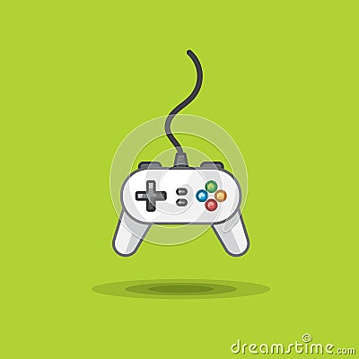 Vector icon of game joystick to play station on green background Vector Illustration