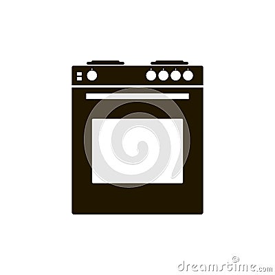 Vector icon gas stove with oven for a kitchen. Black cooker on w Stock Photo