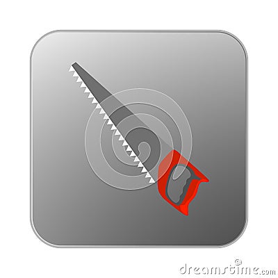 Vector icon hand saw with orange handle. Vector Illustration