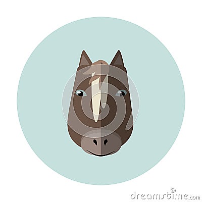 Vector icon of horse design on a blue round background Cartoon Illustration