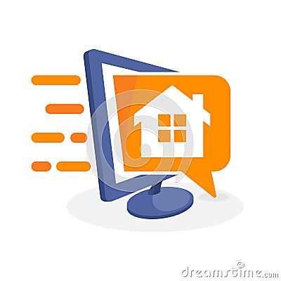 Vector icon illustration with digital media concept about housing property information Vector Illustration