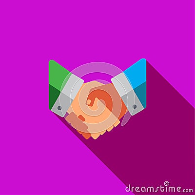 Vector icon or illustration with hand shake in flat design style Vector Illustration