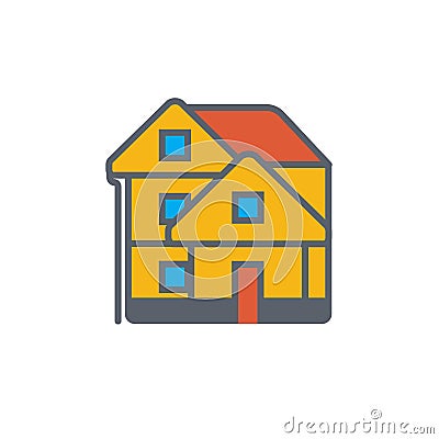 Vector icon or illustration with house in outline style Vector Illustration