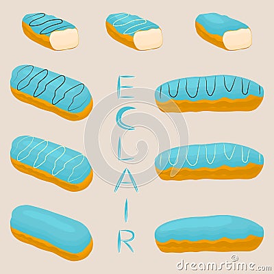 Vector icon illustration logo for cake French eclair. Vector Illustration