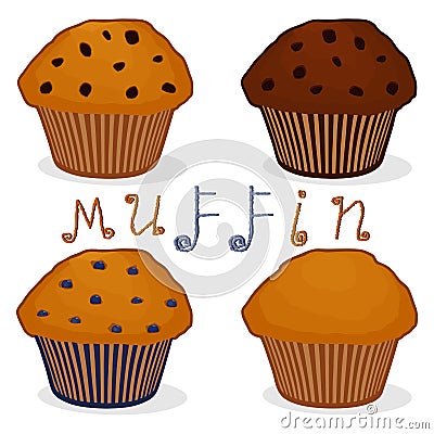 Vector icon illustration logo for set homemade muffin Vector Illustration