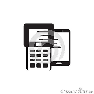 Vector icon or illustration with pay terminal and smart phone in black color Vector Illustration