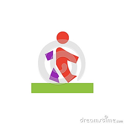 Vector icon or illustration showing walking human in material design style Vector Illustration