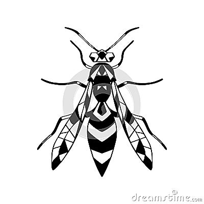 Vector icon insect-Wasp .Black vector icon . Vector Illustration