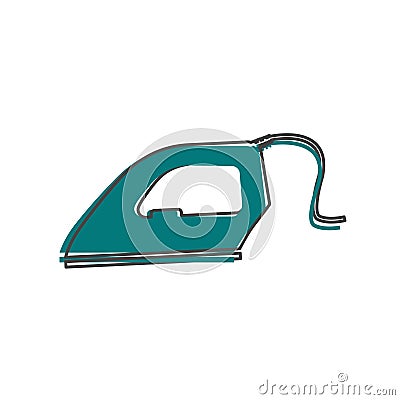 Vector icon of iron cartoon style. Home Appliances on white isolated background Vector Illustration