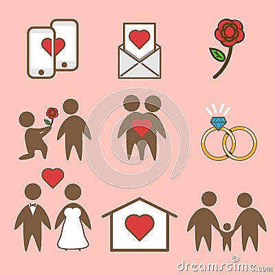 Vector icon isolated of love life set Vector Illustration