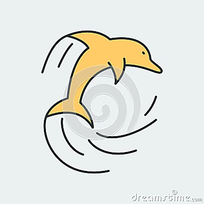 Vector icon of a jumping dolphin. It represents a concept of fun, joy, activity and can be used as a logo Vector Illustration