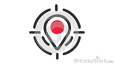 Vector icon of a location pin encircled by a stylized radar Vector Illustration