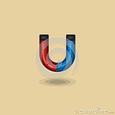 Vector icon magnet horse shoe blue and red color. Magnet vector illustration Vector Illustration