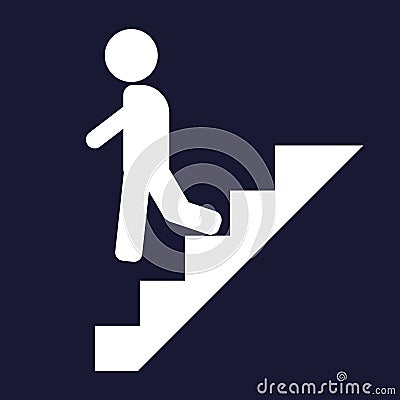 Vector icon of a man goes down the stairs, on career ladder Vector Illustration