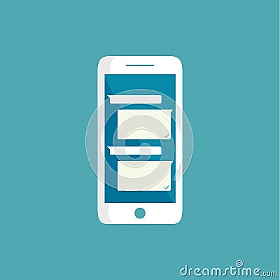 Vector icon messenger short message on phone vector icon service bubbles Text chat sms boxes empty messaging bubles template Stock Photo