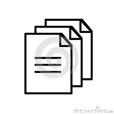 Vector icon paper document symbol. Design business page file sign and office line note. Computer pictogram simple element sheet. Vector Illustration