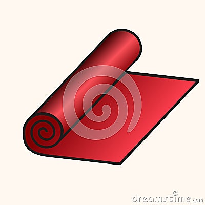 Vector icon of red roll of fabric or paper roll. Textile roll icon of vector illustration for web and mobile design Cartoon Illustration