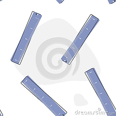 Vector icon ruler. Metric system. School measuring lance. Measuring tape cartoon style on seamless pattern on a white background Vector Illustration