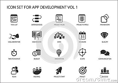 Vector icon set for app / application development. Reusable icons and symbols Stock Photo