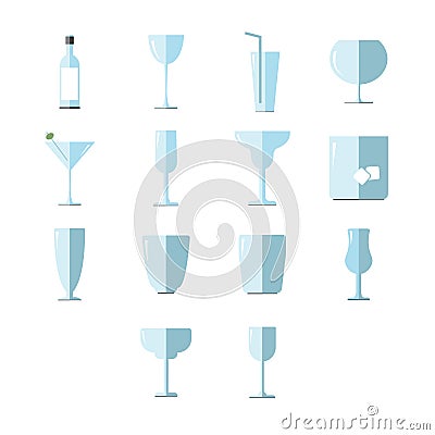 Vector icon set for drink glasses Vector Illustration