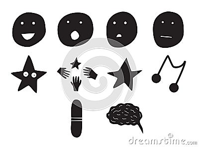 Vector icon set for human emotions Vector Illustration