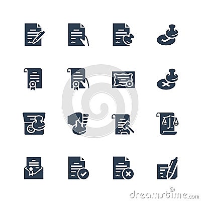 Icon set of legal documents Vector Illustration