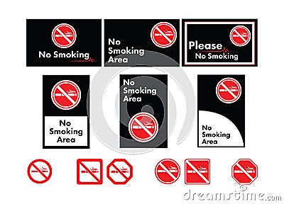 Vector icon set of no smoking Vector Illustration