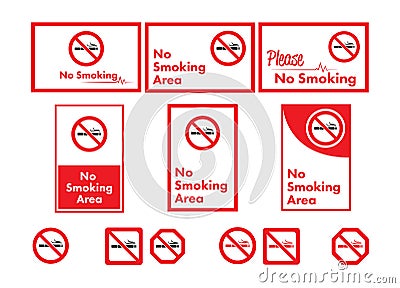 Vector icon set of no smoking Vector Illustration