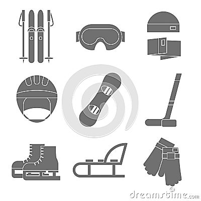 Vector icon set of winter sport. Flat design Vector Illustration