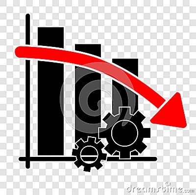 Icon simple illustration, Falling down Productivity Business Progress at trans[arent effect background Vector Illustration