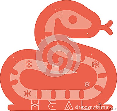 Vector Snake Icon inspired by minimalist Scandinavian wooden toy style, part of Chinese Zodiac Icon Set in Swedish folk Vector Illustration