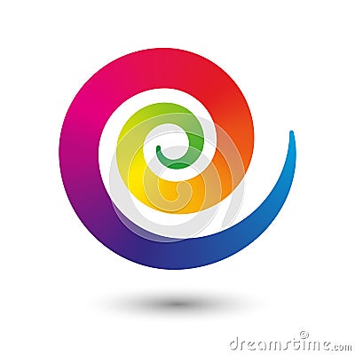 Vector icon spiral symbol of flexible twirl center in flat design isolated on white background with shadow - full color Vector Illustration