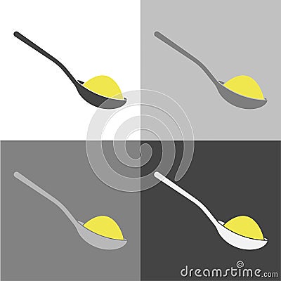 Vector icon of a spoon with sugar or salt. Vector icon on white-grey-black color Vector Illustration