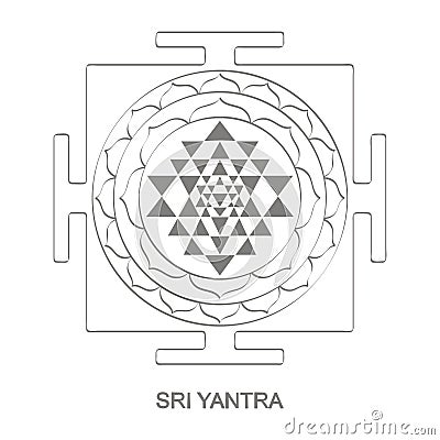 Icon with Sri Yantra Hinduism symbol Vector Illustration