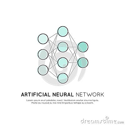Concept of Neural Network Machine Learning, Artificial Intelligence, Virtual Reality, EyeTap Technology of Future Vector Illustration