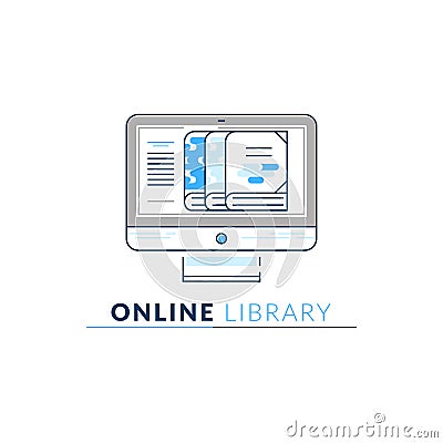 Vector Icon Style Logo of Online Library, Storage, Epub, Txt, Bo Stock Photo