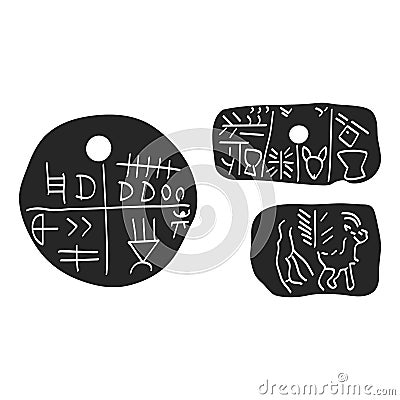 Vector icon with The Tartaria tablets Neolithic amulet Vector Illustration