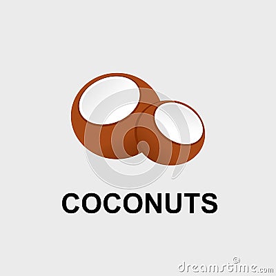 Vector icon of a two halves of coconut fruit Vector Illustration