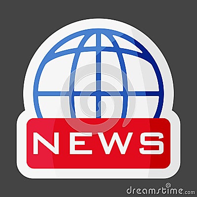 Vector icon world news colored sticker. Image inscription news Vector Illustration