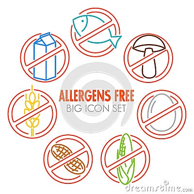 Vector icons for allergens free products Vector Illustration