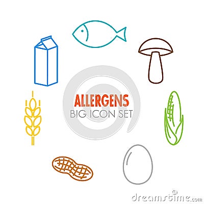 Vector icons for allergens Stock Photo