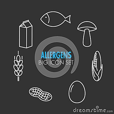 Vector icons for allergens Vector Illustration