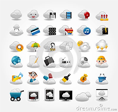 Vector Icons for Cloud network Vector Illustration